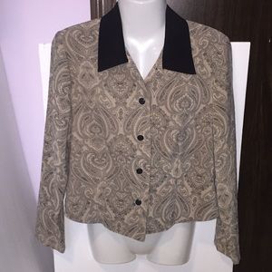Jessica Howard tan paisley jacket. Size 8P.